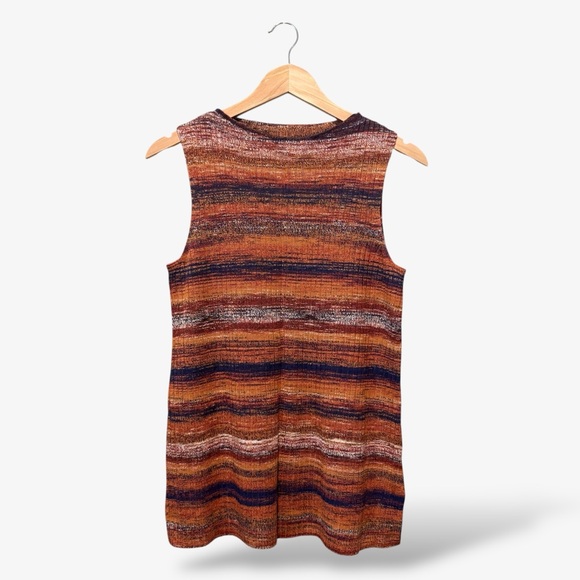 Chico’s Sleeveless Sweater Tunic Top Orange Brown Yarn Knit, Size 1 (US M) - Picture 1 of 6